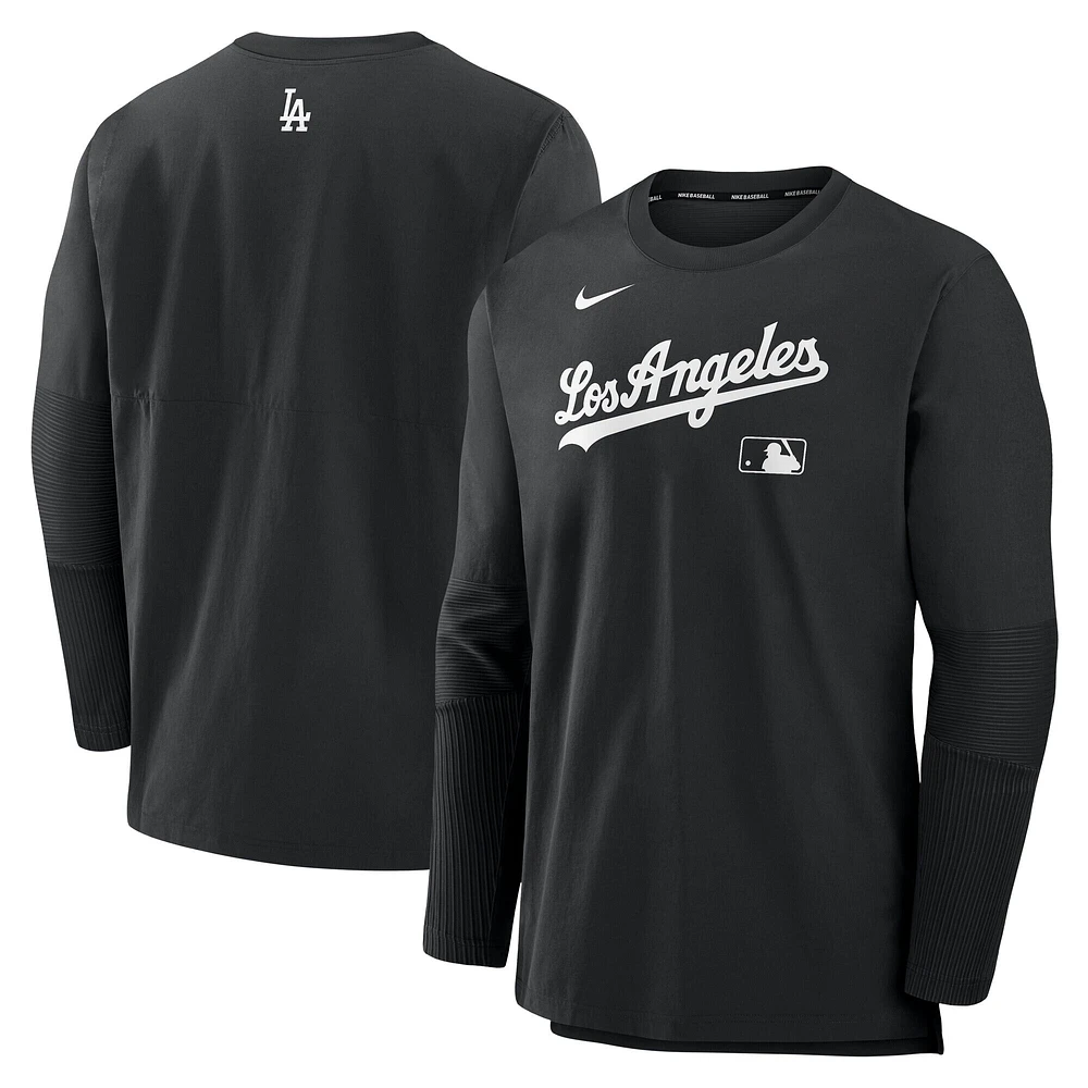 Men's Nike Black/Black Los Angeles Dodgers Authentic Collection Player Lightweight Performance Long Sleeve Top