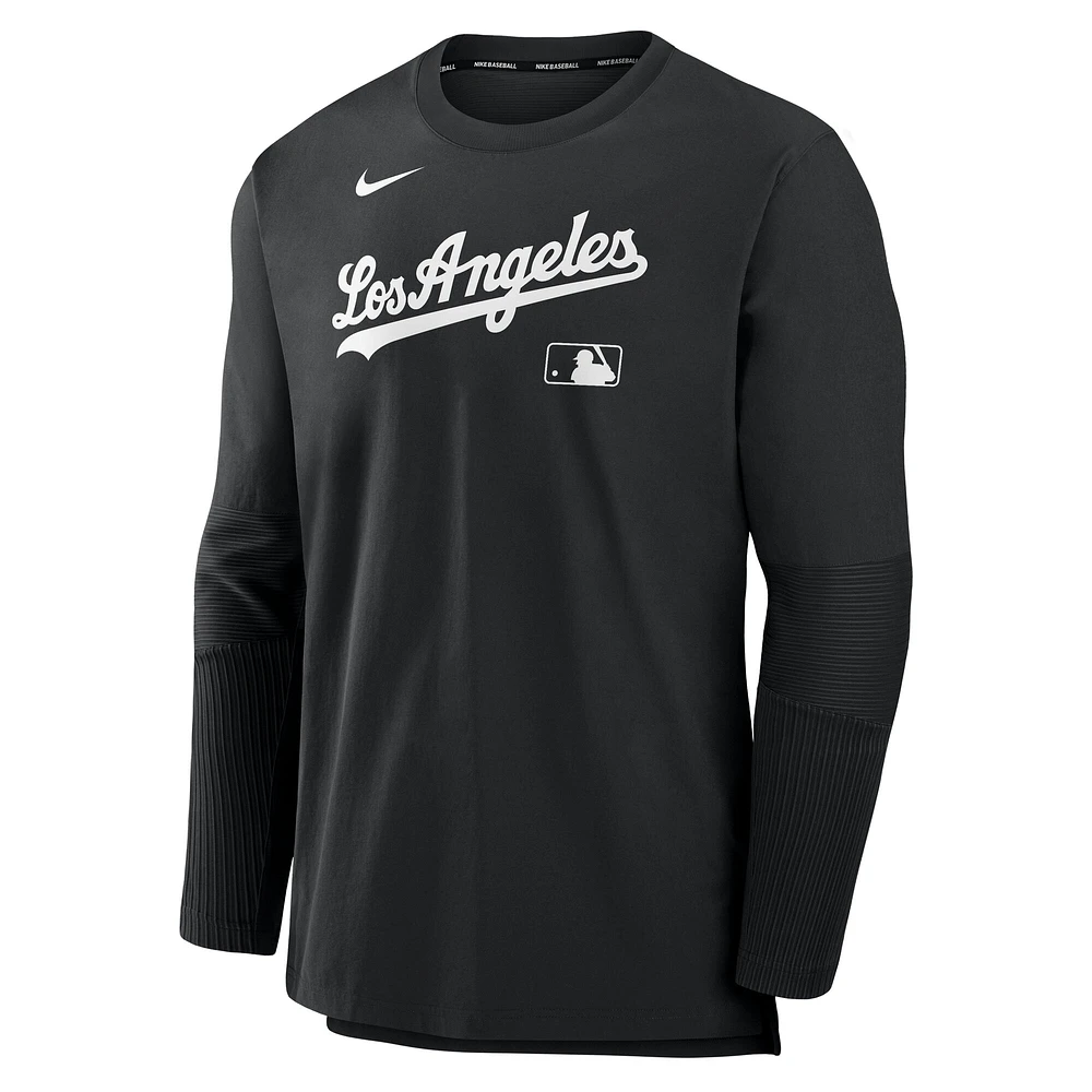 Men's Nike Black/Black Los Angeles Dodgers Authentic Collection Player Lightweight Performance Long Sleeve Top
