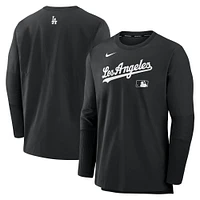 Men's Nike Black/Black Los Angeles Dodgers Authentic Collection Player Lightweight Performance Long Sleeve Top