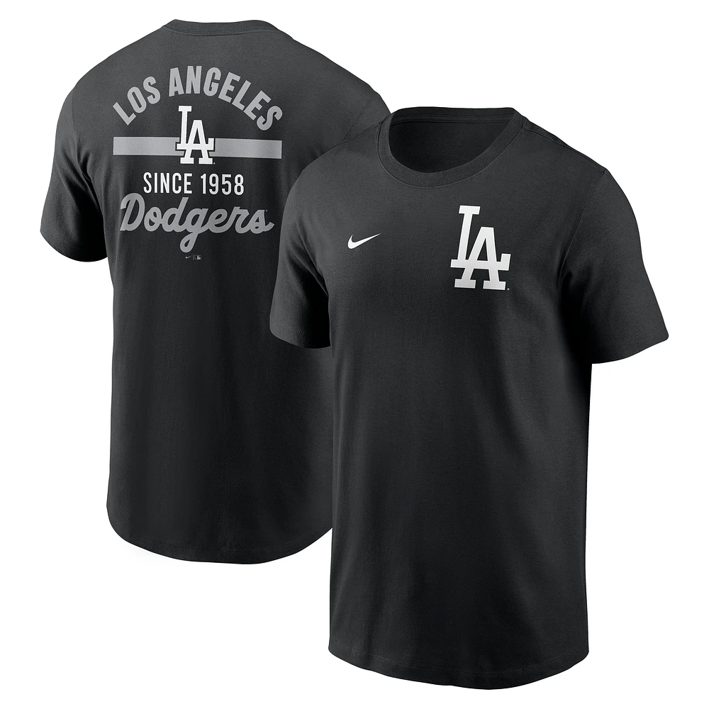 T-shirt Nike noir à deux coups pour homme des Dodgers de Los Angeles