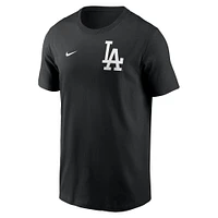 T-shirt Nike noir à deux coups pour homme des Dodgers de Los Angeles