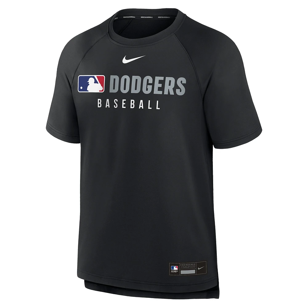 Men's Nike Black Los Angeles Dodgers Authentic Collection Pregame Raglan Performance T-Shirt