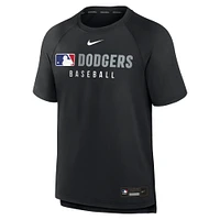 Men's Nike Black Los Angeles Dodgers Authentic Collection Pregame Raglan Performance T-Shirt