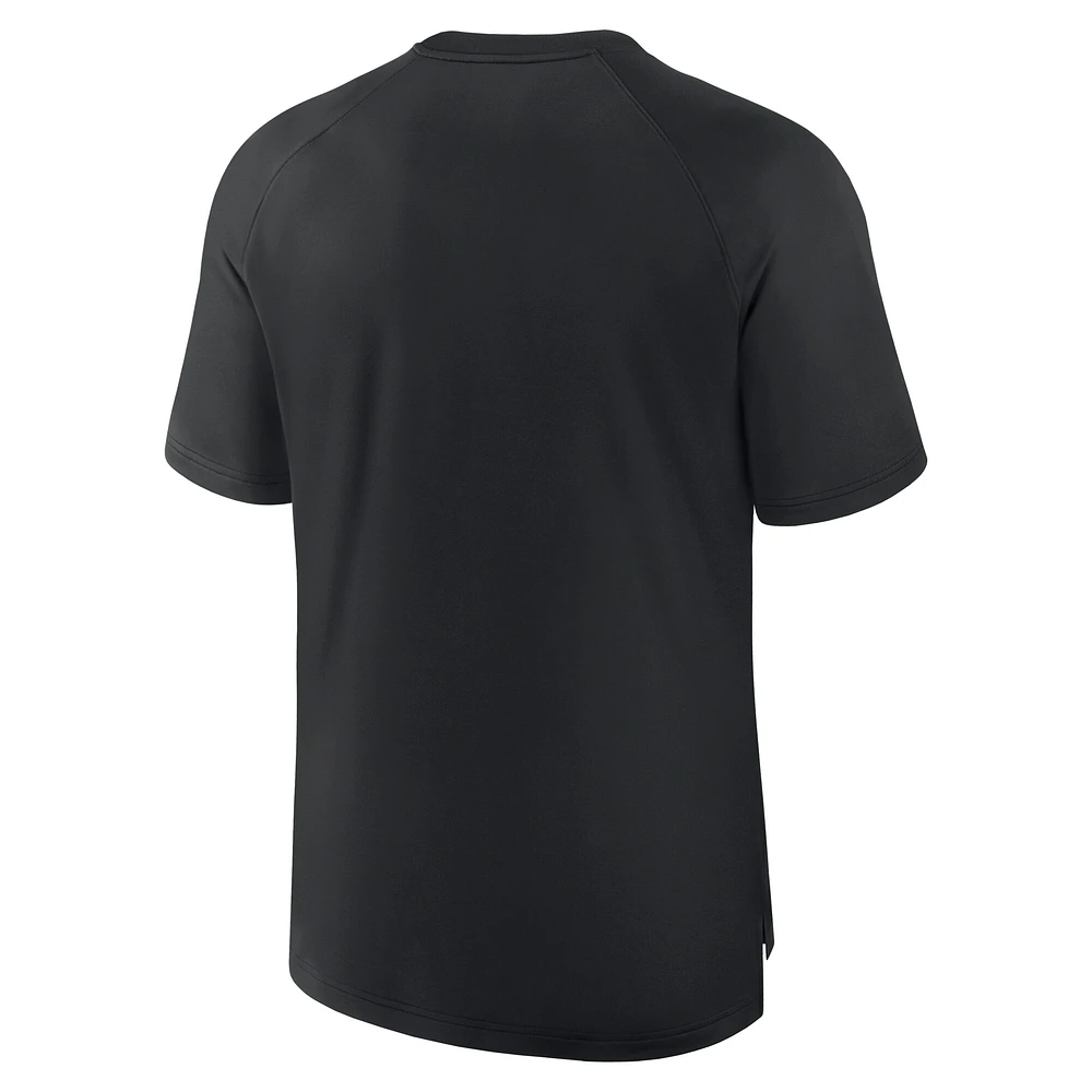 Men's Nike Black Los Angeles Dodgers Authentic Collection Pregame Raglan Performance T-Shirt