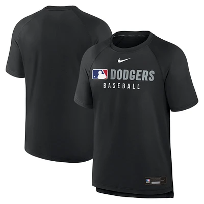 Men's Nike Black Los Angeles Dodgers Authentic Collection Pregame Raglan Performance T-Shirt