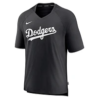 T-shirt à col en V Nike noir pour homme de la collection authentique Los Angeles Dodgers Pregame Raglan Performance