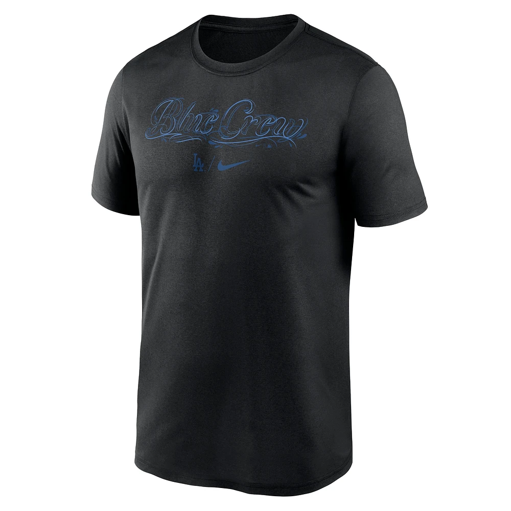 Men's Nike  Black Los Angeles Dodgers Blue Crew Hometown Legend Performance T-Shirt