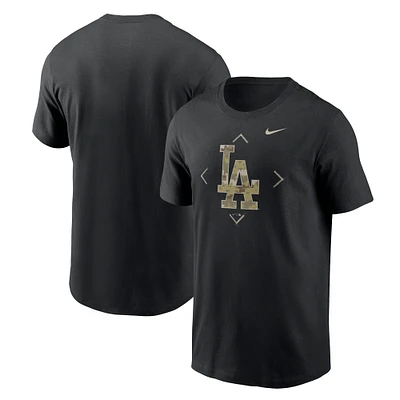 T-shirt à logo camouflage Los Angeles Dodgers Nike noir pour homme