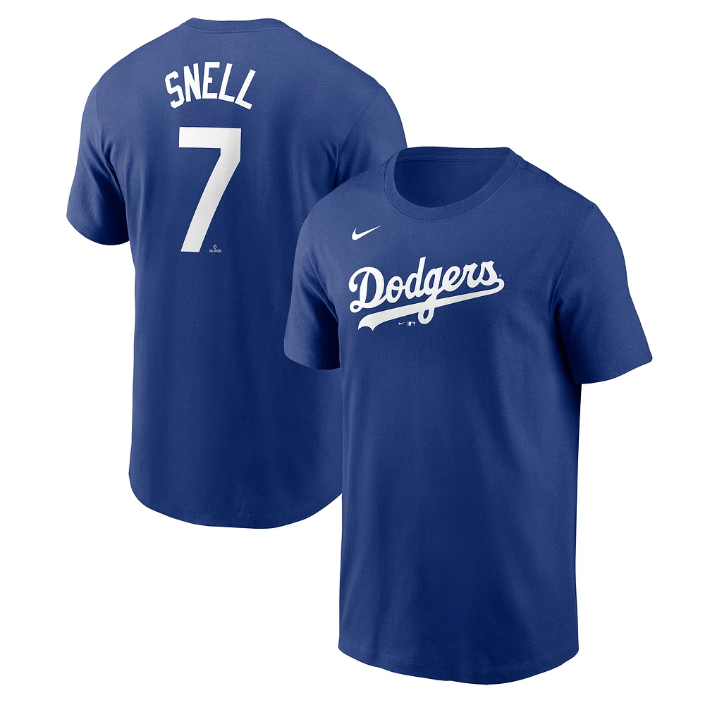 T-shirt Nike Blake Snell bleu pour homme avec nom et numéro Fuse des Los Angeles Dodgers