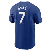 T-shirt Nike Blake Snell bleu pour homme avec nom et numéro Fuse des Los Angeles Dodgers