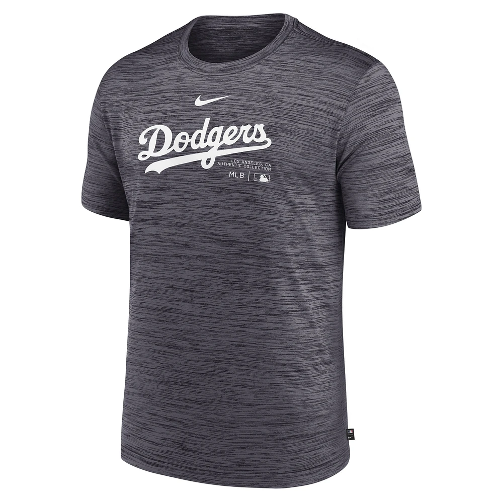 Men's Nike Charcoal Los Angeles Dodgers Authentic Collection Velocity Performance Practice T-Shirt