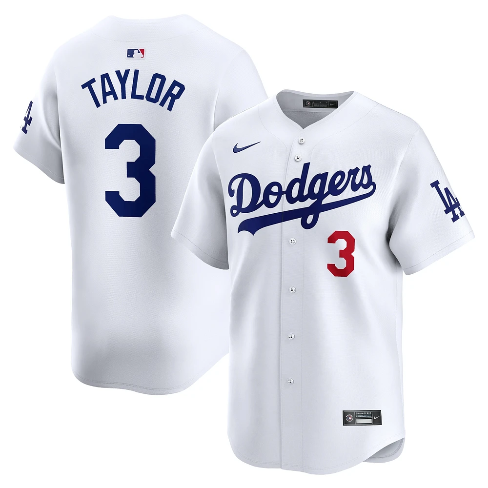 Maillot de joueur Nike Chris Taylor pour hommes, blanc, Los Angeles Dodgers Home Limited Player