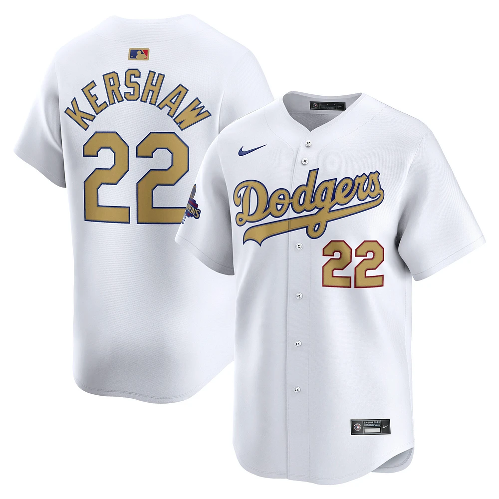 Men's Nike Clayton Kershaw White Los Angeles Dodgers 2025 Gold Collection Limited Jersey