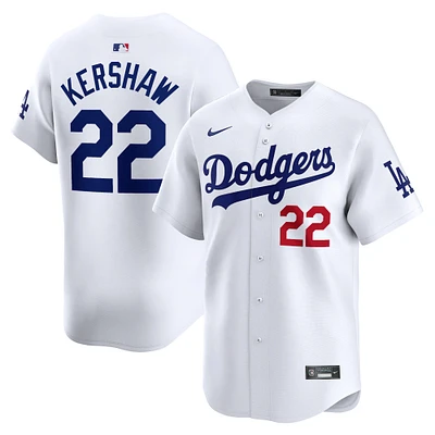 Maillot de joueur Nike Clayton Kershaw pour hommes, blanc, Los Angeles Dodgers Home Limited Player