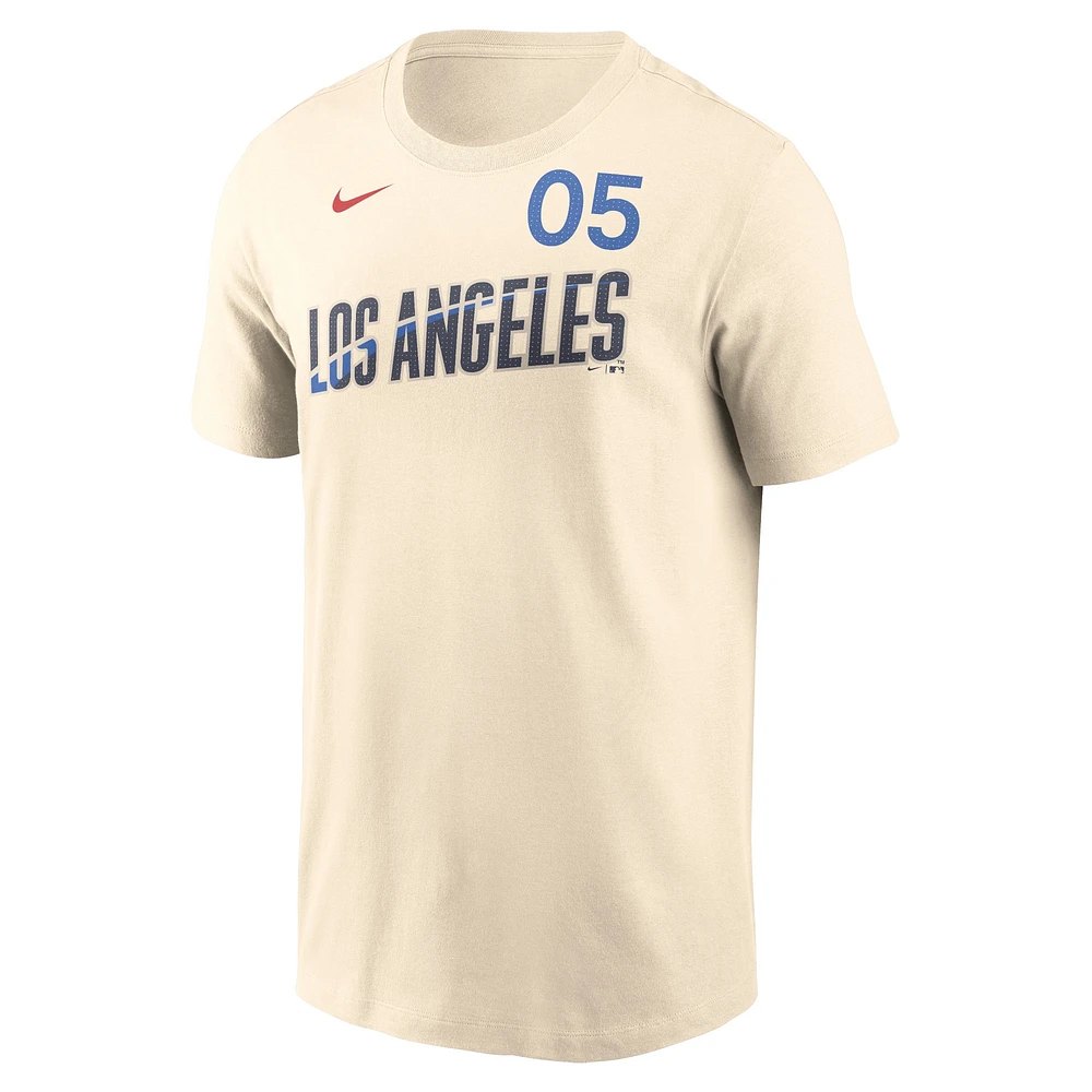 Men's Nike Freddie Freeman Cream Los Angeles Dodgers 2024 City Connect Fuse Name & Number T-Shirt
