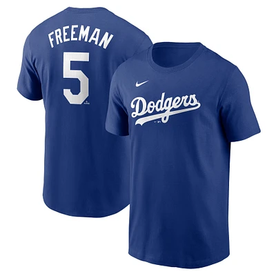 Men's Nike Freddie Freeman Royal Los Angeles Dodgers Fuse Name & Number T-Shirt