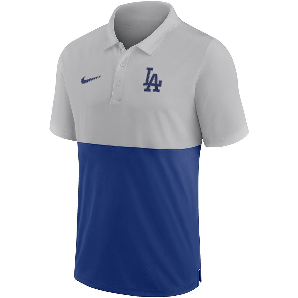 Men's Nike Gray/Royal Los Angeles Dodgers Team Baseline Performance - Polo
