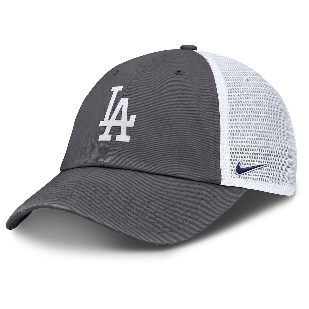 Casquette de camionneur ajustable Nike grise pour homme des Los Angeles Dodgers