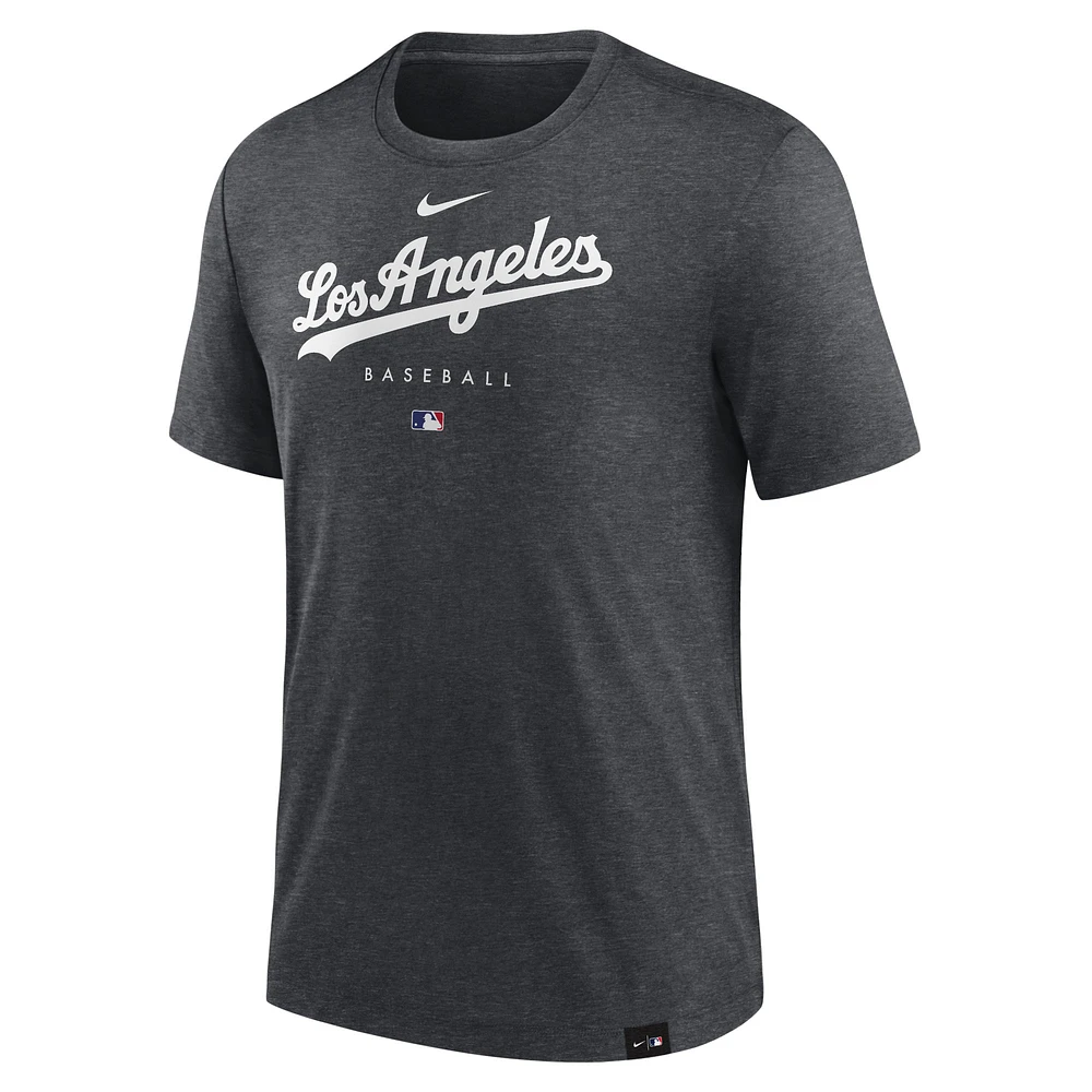 T-shirt Performance Tri-Blend Early Work des Los Angeles Dodgers Nike Heather Charcoal pour Homme