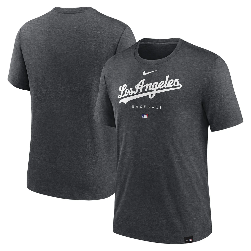 T-shirt Performance Tri-Blend Early Work des Los Angeles Dodgers Nike Heather Charcoal pour Homme