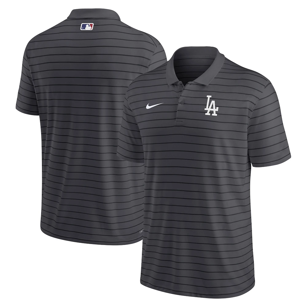 Men's Nike Heather Charcoal Los Angeles Dodgers Authentic Collection Victory Striped Performance Polo