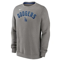 Men's Nike Heather Charcoal Los Angeles Dodgers Classic Fleece Performance Pullover Sweatshirt