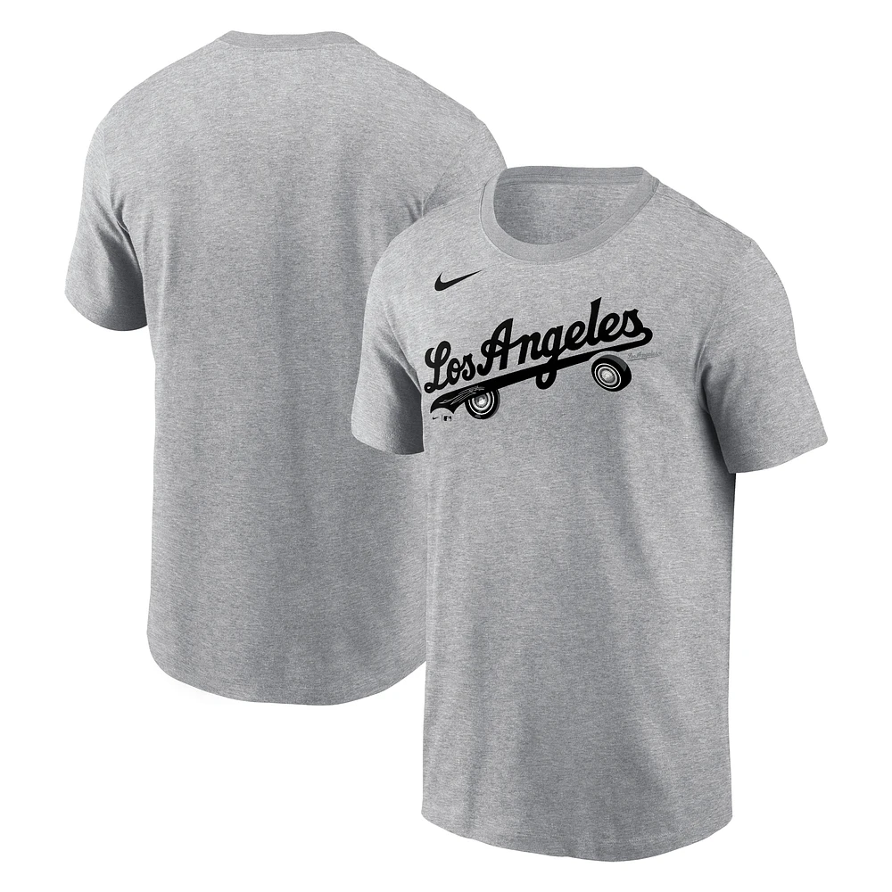 T-shirt Nike Heather Charcoal pour homme des Dodgers de Los Angeles, ville natale locale