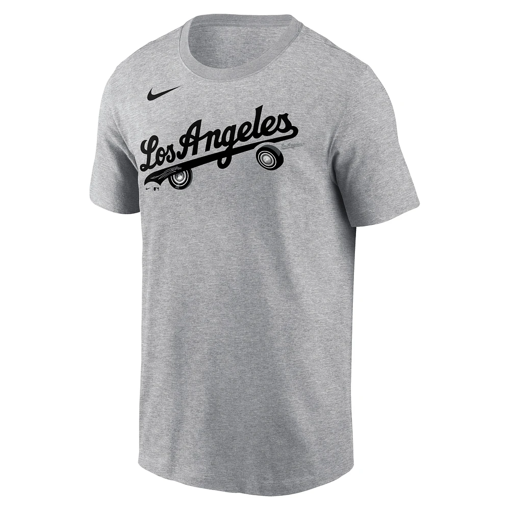 T-shirt Nike Heather Charcoal pour homme des Dodgers de Los Angeles, ville natale locale