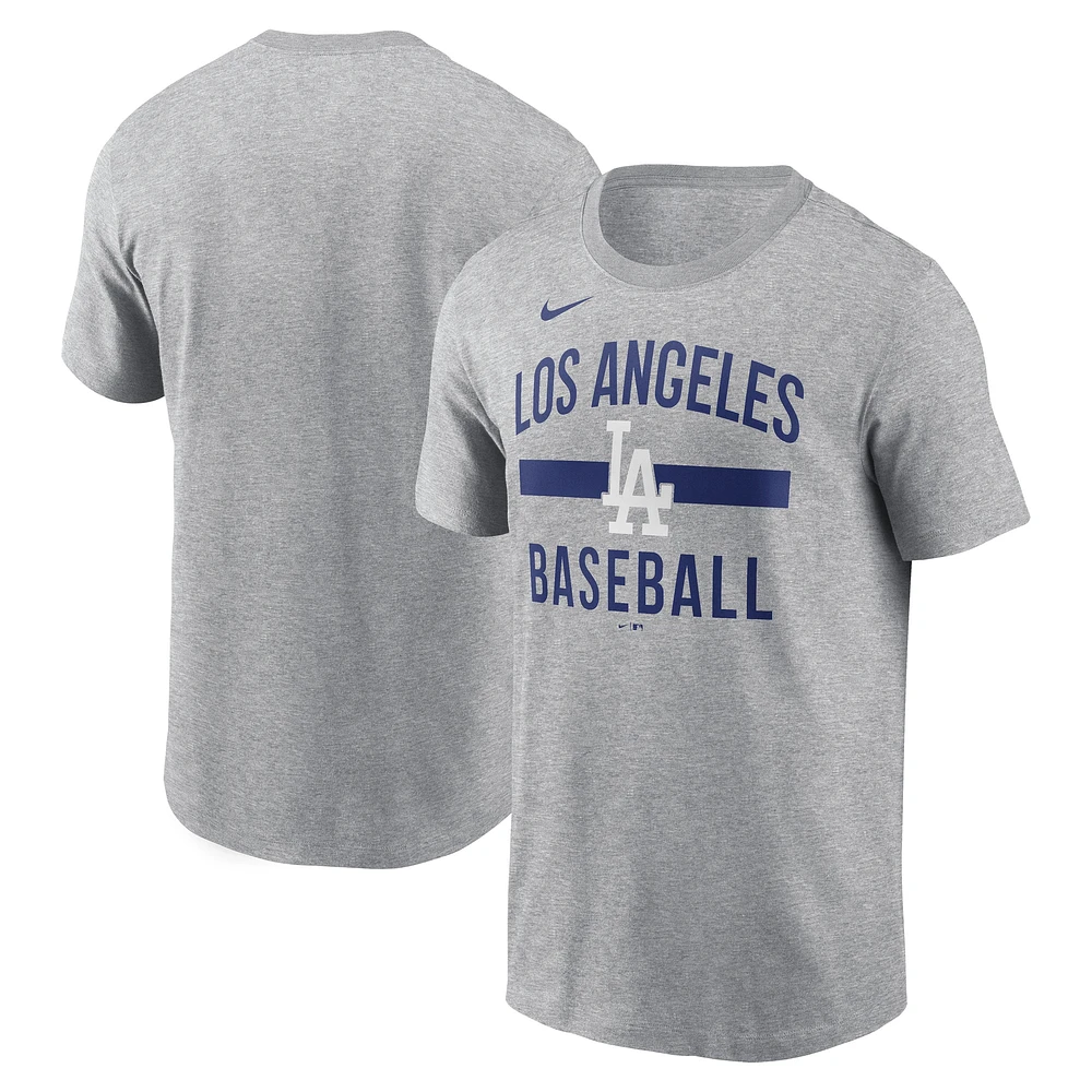 T-shirt arqué gris chiné Nike pour homme des Dodgers de Los Angeles