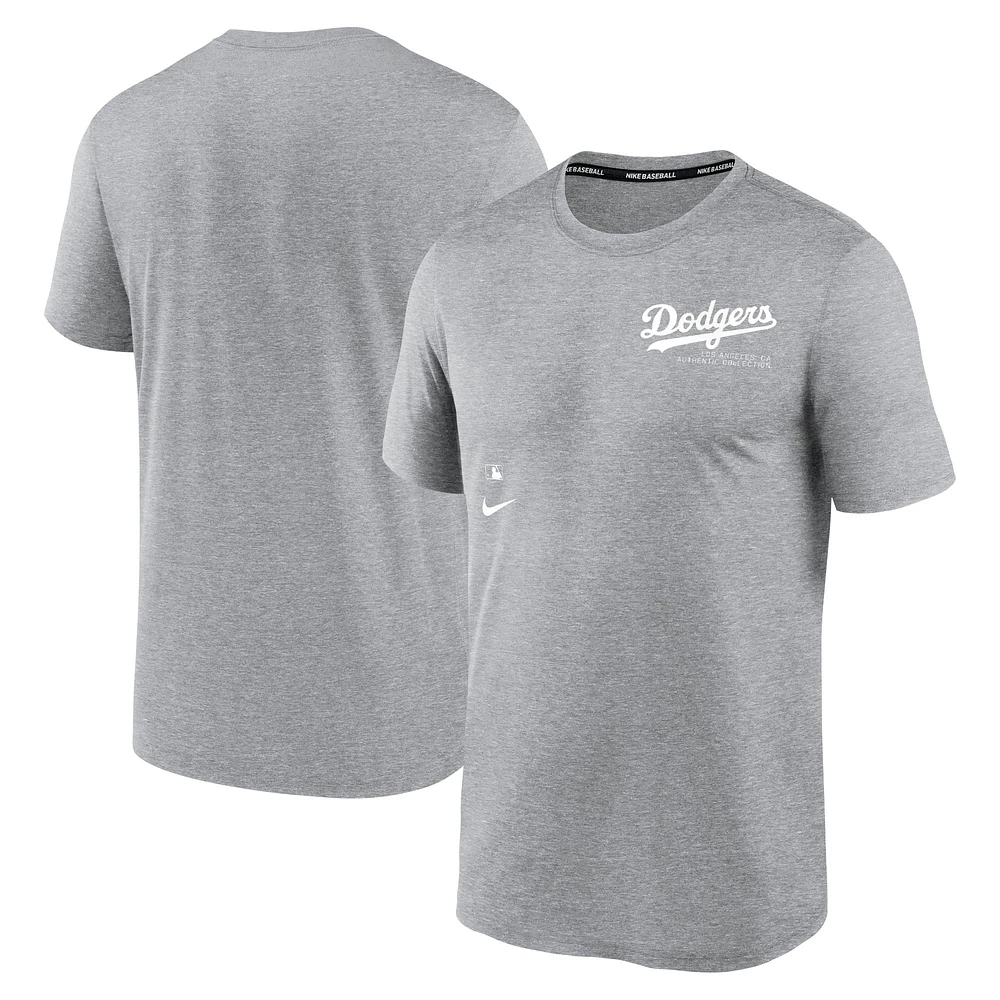 T-shirt Nike gris chiné Los Angeles Dodgers Authentic Collection Early Work Tri-Blend Performance pour homme