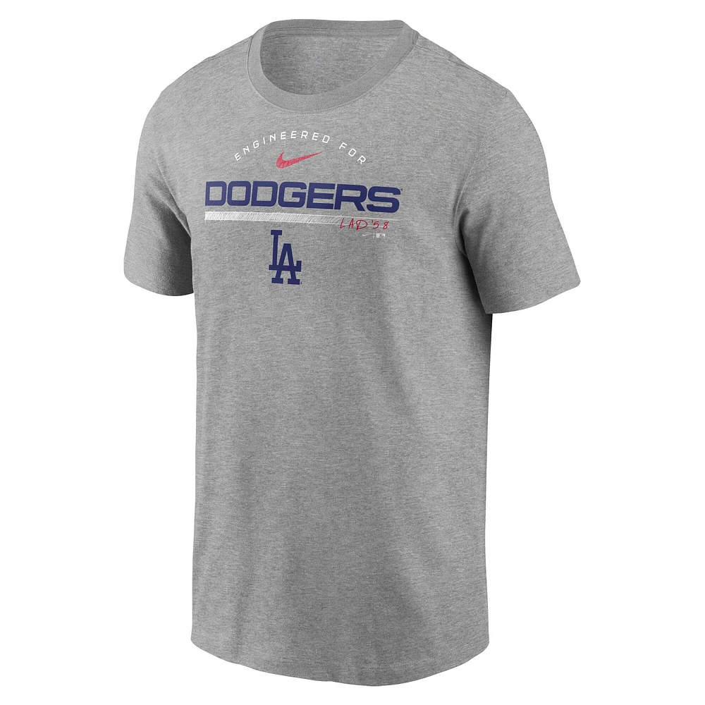 T-shirt Nike Los Angeles Dodgers Team Engineered Performance gris chiné pour homme