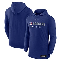 Men's Nike Heather Royal Los Angeles Dodgers Authentic Collection Tri-Blend Performance Pullover Hoodie