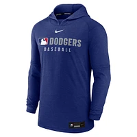 Men's Nike Heather Royal Los Angeles Dodgers Authentic Collection Tri-Blend Performance Pullover Hoodie