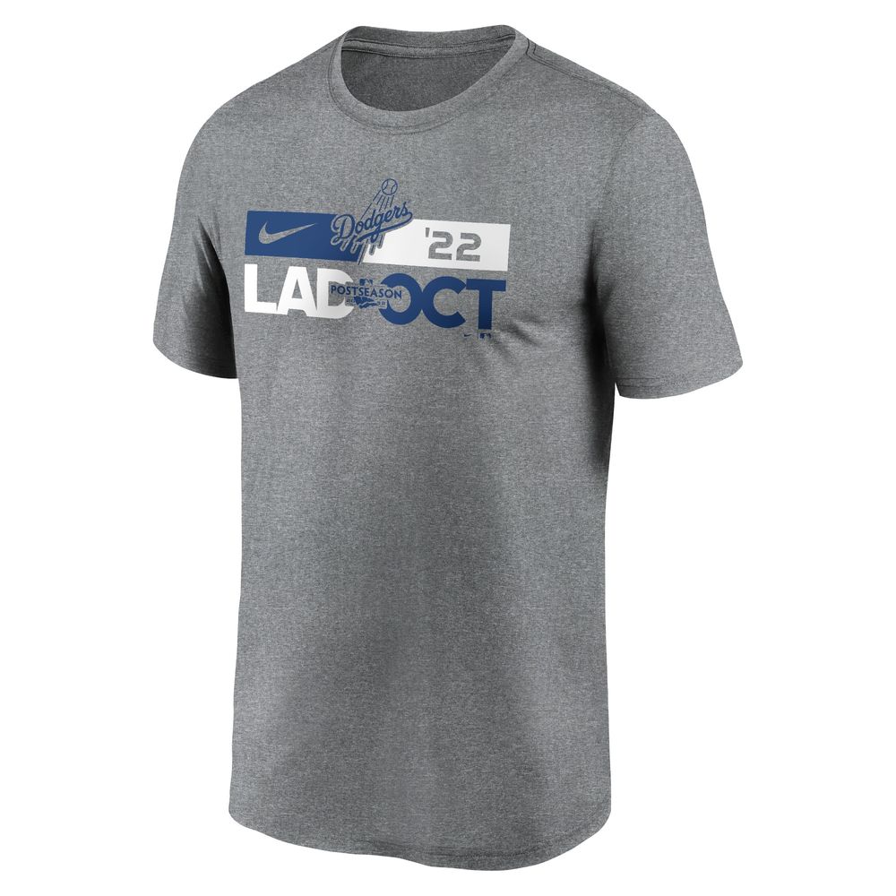 Nike Heathered Charcoal Los Angeles Dodgers 2022 Postseason T-Shirt