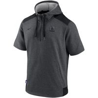 Men's Nike Heathered Charcoal Los Angeles Dodgers Authentic Collection Flux Performance - Quarter-Zip Short Sleeve Hoodie