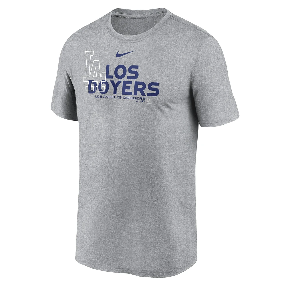 T-shirt Nike Heathered Charcoal pour homme Los Angeles Dodgers Local Rep Legend