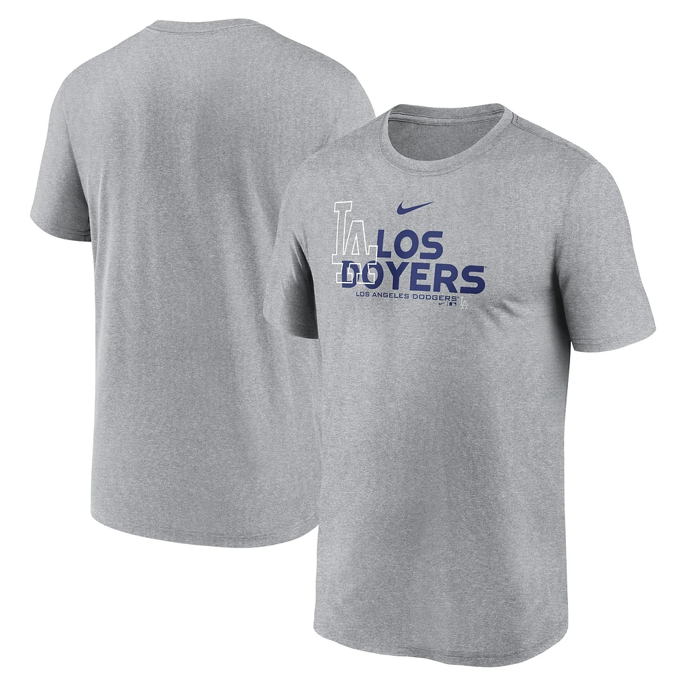 Men's Nike Heathered Charcoal Los Angeles Dodgers Local Rep Legend Performance T-Shirt