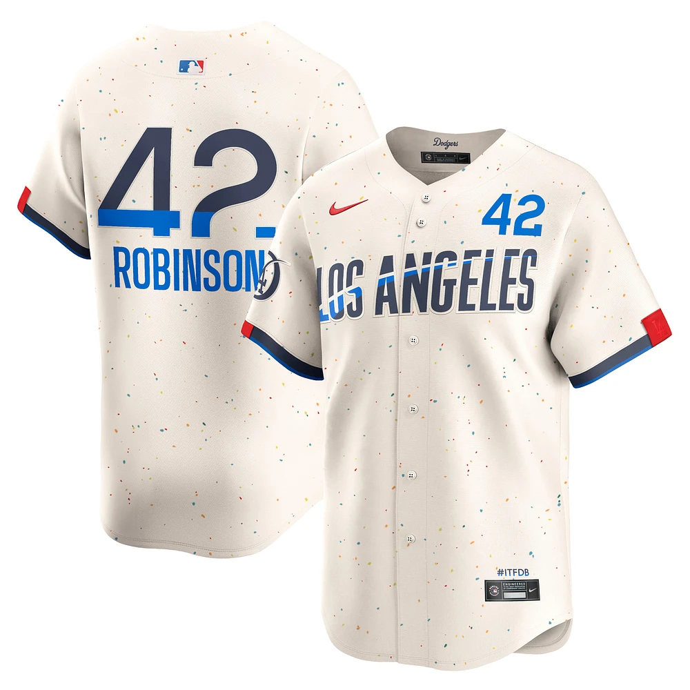 Maillot de joueur Nike Jackie Robinson crème Los Angeles Dodgers 2024 City Connect Limited pour homme