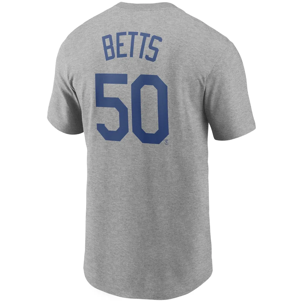 Men's Nike Mookie Betts Heather Gray Los Angeles Dodgers Name & Number T- Shirt