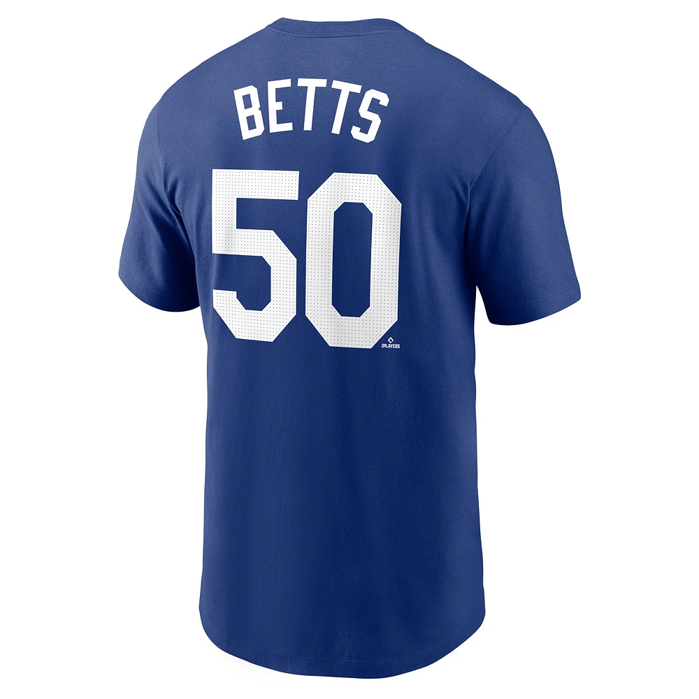 T-shirt Nike Mookie Betts Royal Los Angeles Dodgers pour homme avec nom et numéro des champions de la Série mondiale 2024