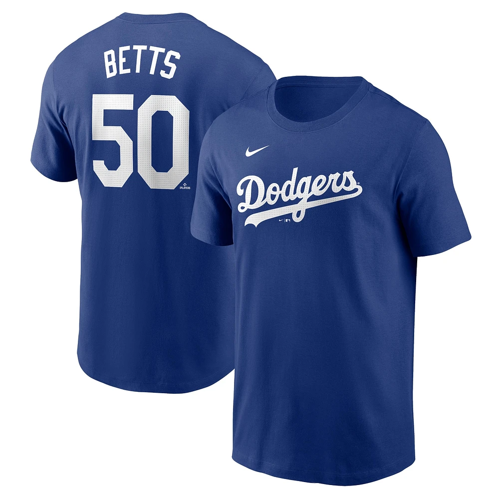 T-shirt avec nom et numéro Nike Mookie Betts Royal Los Angeles Dodgers Fuse pour homme