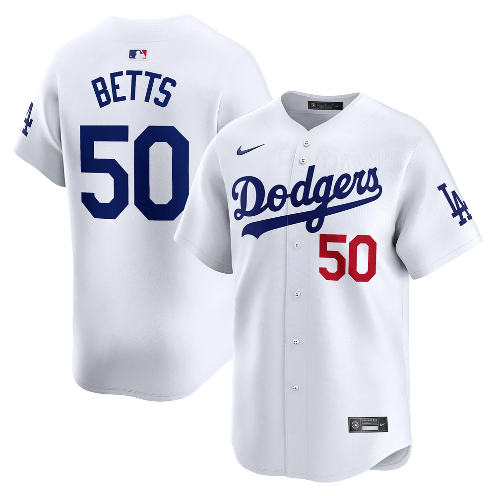 Maillot de joueur Nike Mookie Betts pour hommes, blanc, Los Angeles Dodgers Home Limited Player