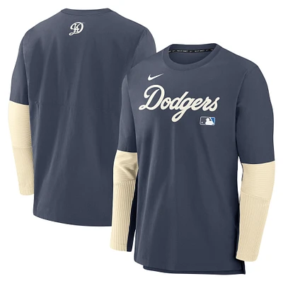 Men's Nike  Navy Los Angeles Dodgers Authentic Collection City Connect Lightweight Player Tri-Blend Performance Long Sleeve T-Shirt