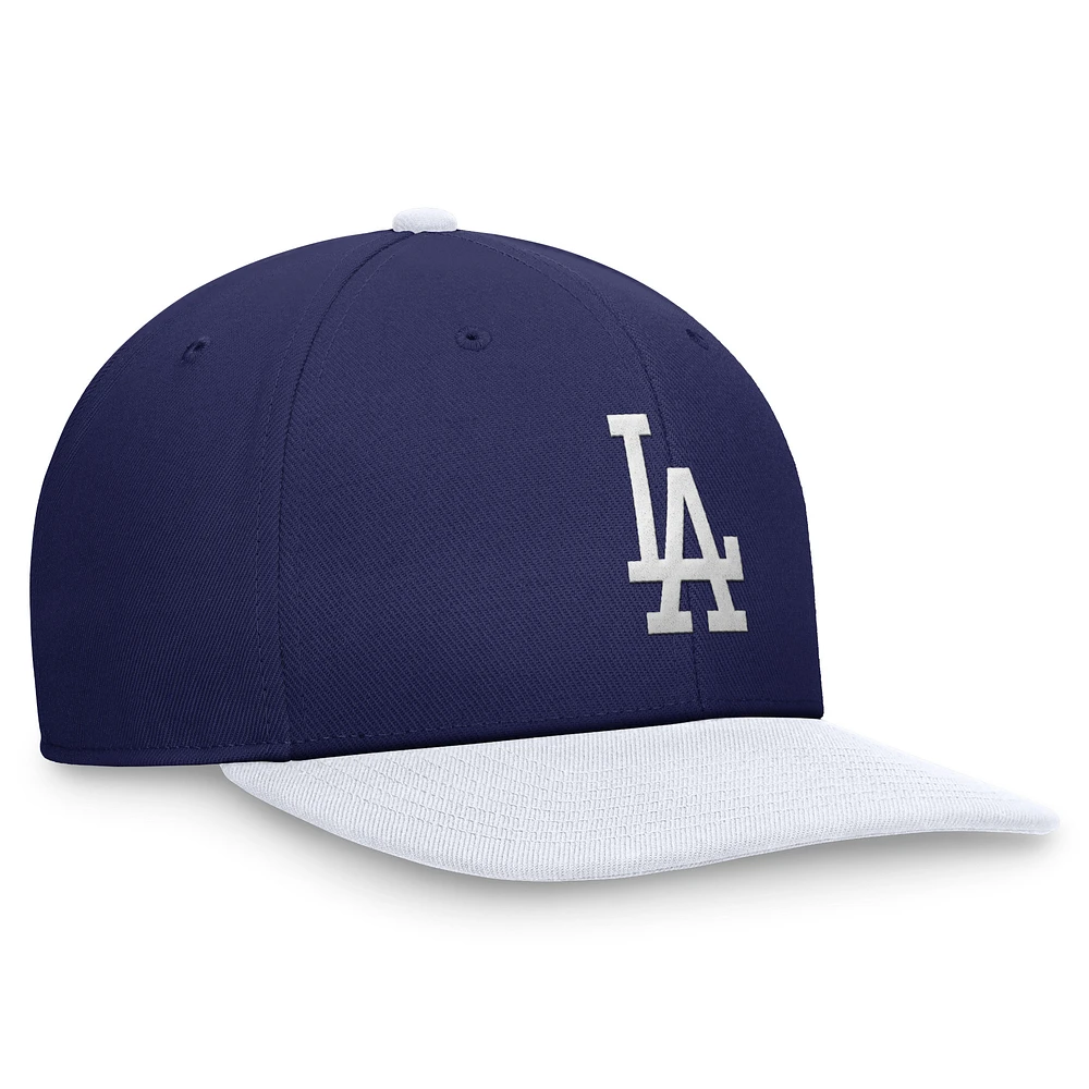 Casquette Nike bicolore à visière rabattable pour homme Los Angeles Dodgers Royal/White