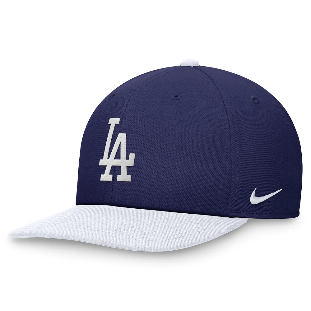 Casquette Nike bicolore à visière rabattable pour homme Los Angeles Dodgers Royal/White