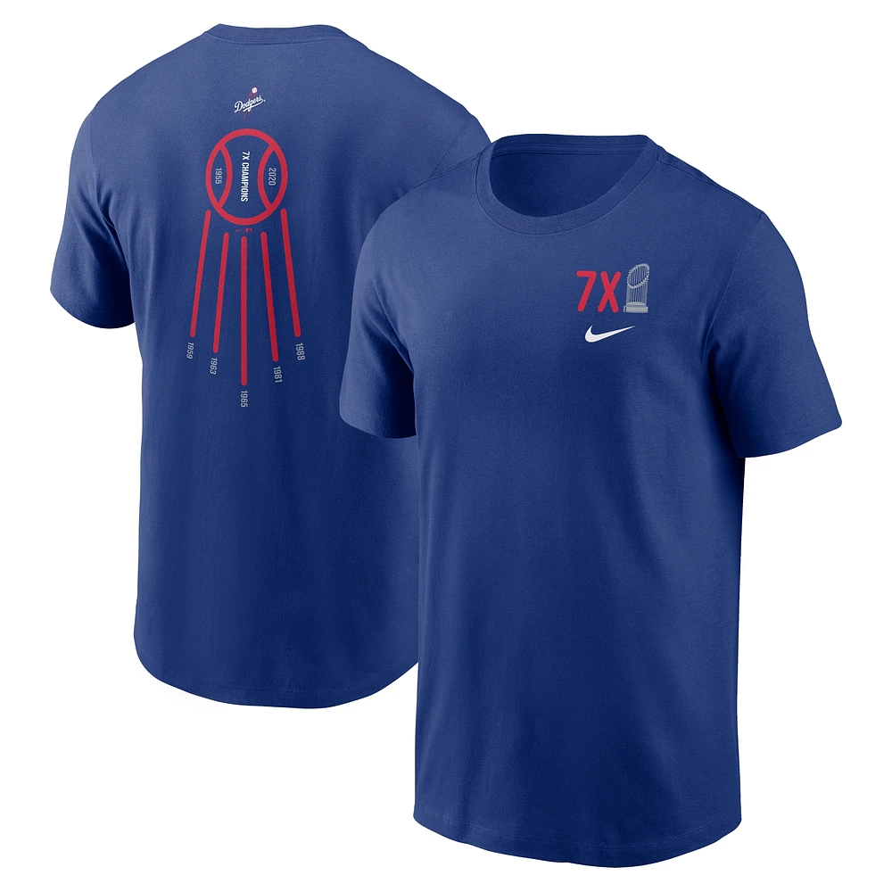 T-shirt Nike Royal Los Angeles Dodgers 7x Champions de la série mondiale pour homme