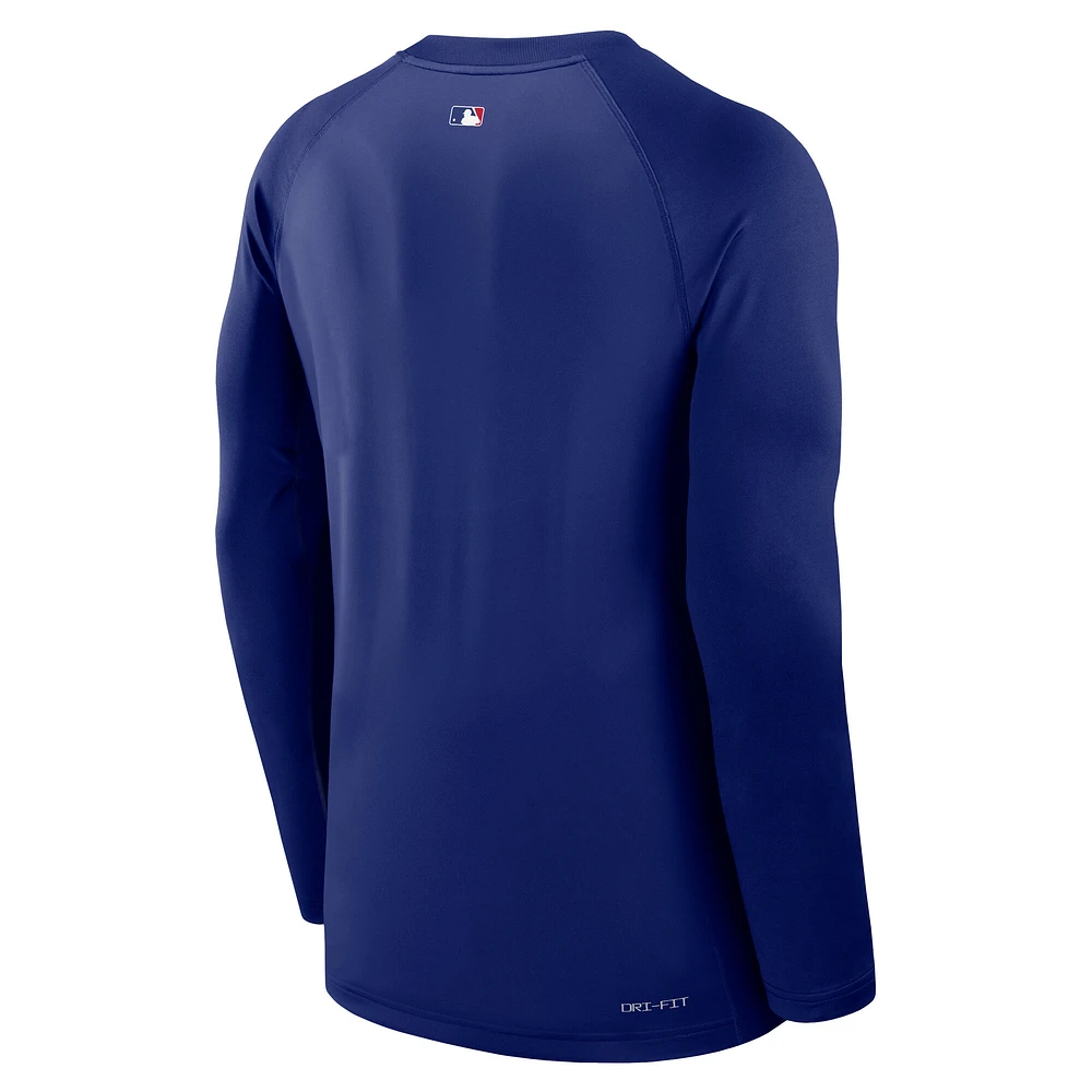 Men's Nike Royal Los Angeles Dodgers Authentic Collection Game Time Raglan Performance Long Sleeve T-Shirt