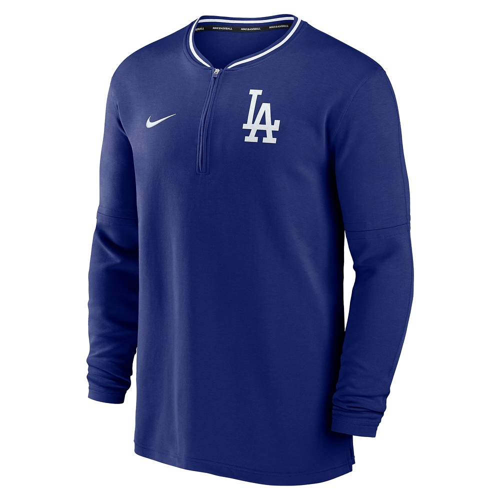 Haut Nike Royal Los Angeles Dodgers Authentic Collection Performance à demi-zip pour homme