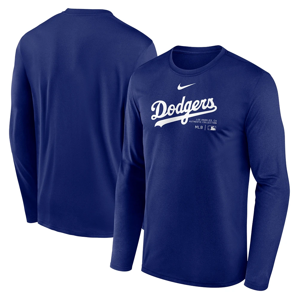 T-shirt à manches longues Nike Royal Los Angeles Dodgers Authentic Collection Performance pour homme