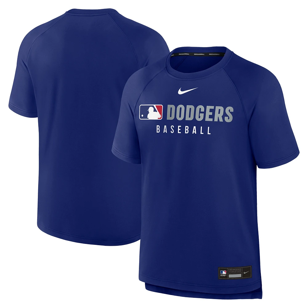 T-shirt Nike Royal Los Angeles Dodgers Authentic Collection Pregame Raglan Performance pour homme